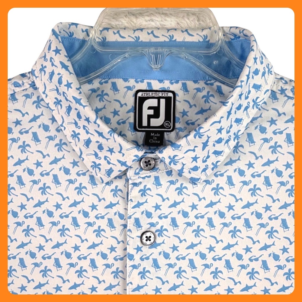 FootJoy Athletic Fit Polo Men XL Blue White Tropical Magellan
